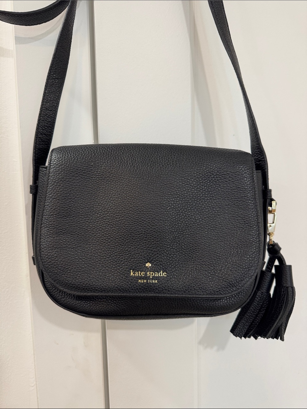 kate spade Black Pebbled Leather Crossbody with Tassel - Picture 2 of 11